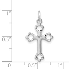 Sterling Silver Rhodium-plated Diamond-Cut Cross Pendant QC9698