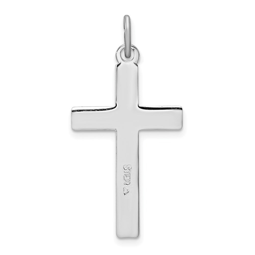 Sterling Silver Rhodium-plated Diamond-Cut Cross Pendant QC9700