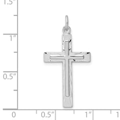 Sterling Silver Rhodium-plated Diamond-Cut Cross Pendant QC9700