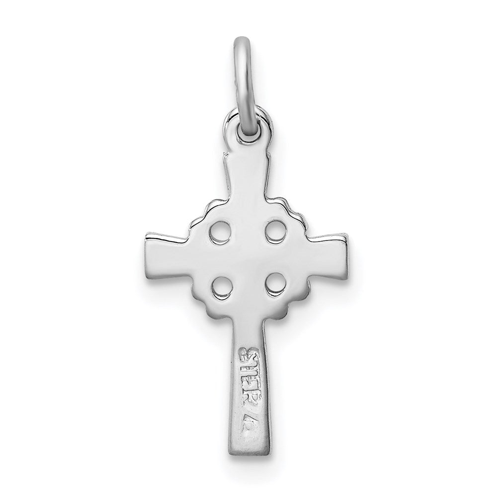 Sterling Silver Rhodium-plated Diamond Cut Cross Pendant QC9701