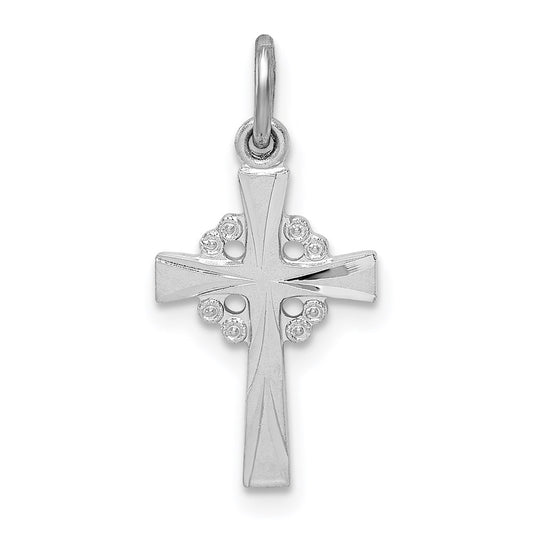 Sterling Silver Rhodium-plated Diamond Cut Cross Pendant QC9701