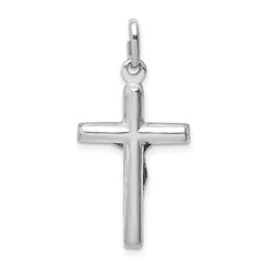 Sterling Silver Rhodium-plated Polished Crucifix Cross Pendant QC9704