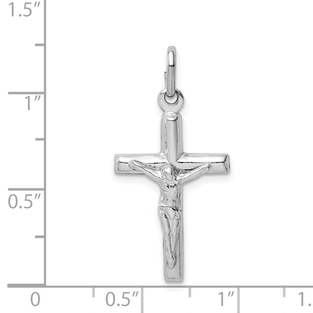 Sterling Silver Rhodium-plated Polished Crucifix Cross Pendant QC9704