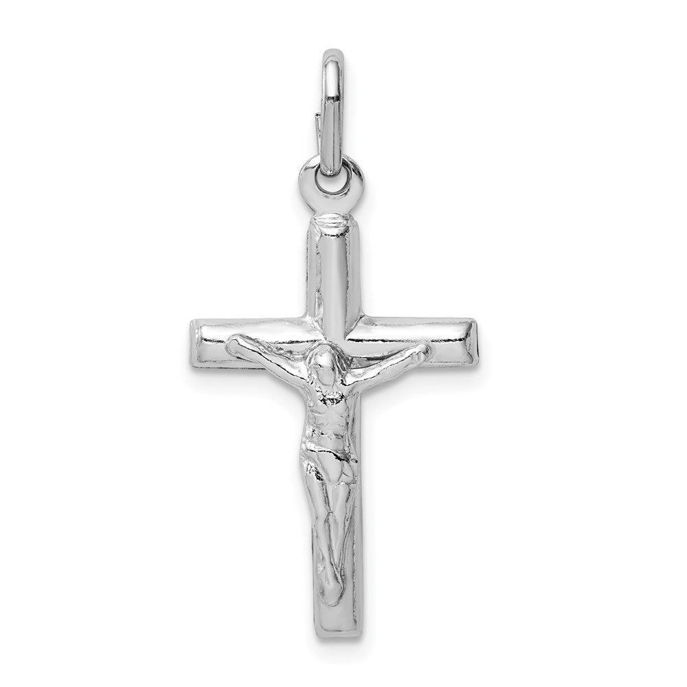 Sterling Silver Rhodium-plated Polished Crucifix Cross Pendant QC9704