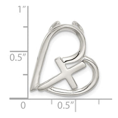 Sterling Silver Polished Cross Heart Chain Slide QC9713