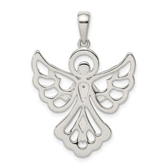 Sterling Silver Diamond & Diamond-cut Angel Pendant QC9714
