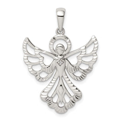 Sterling Silver Diamond & Diamond-cut Angel Pendant QC9714
