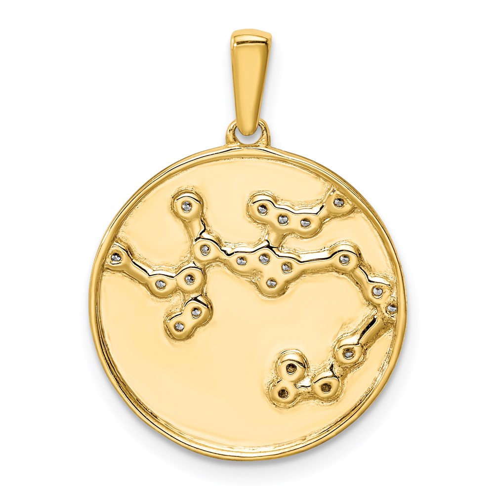 Sterling Silver Gold-plated & CZ Sagittarius Zodiac Pendant QC9738GP