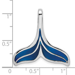 De-Ani Sterling Silver Rhodium-Plated Polished Enameled Blue Whale Tail Slide QC9782