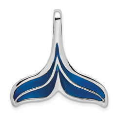 De-Ani Sterling Silver Rhodium-Plated Polished Enameled Blue Whale Tail Slide QC9782
