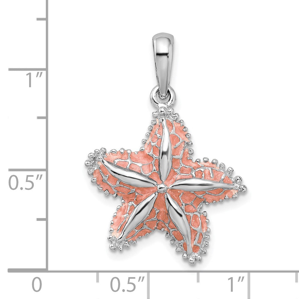 De-Ani Sterling Silver Rhodium-Plated Polished Enameled Starfish Pendant QC9785