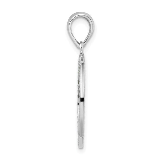 De-Ani Sterling Silver Rhodium-Plated Polished Enameled Tree of Life Pendant QC9789