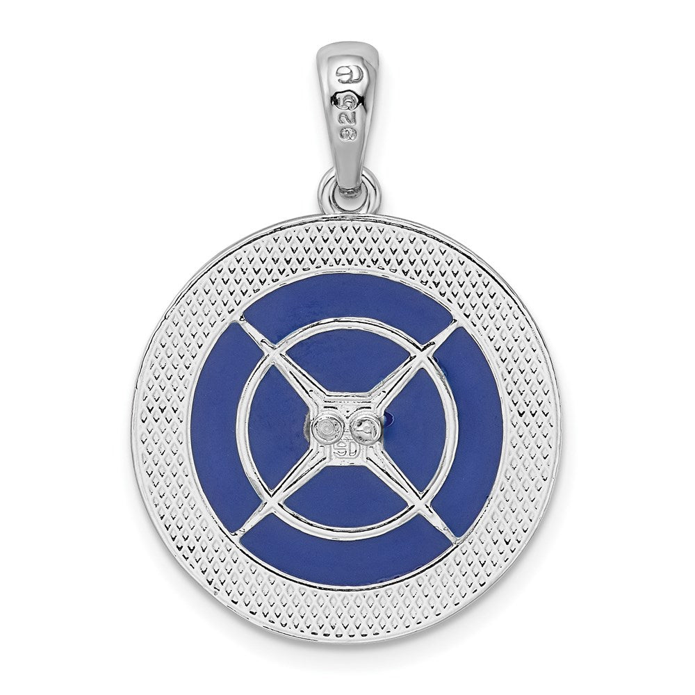 De-Ani Sterling Silver Rhodium-Plated Polished Enameled Large Compass Pendant QC9790