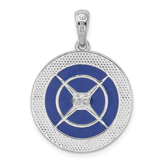 De-Ani Sterling Silver Rhodium-Plated Polished Enameled Large Compass Pendant QC9790