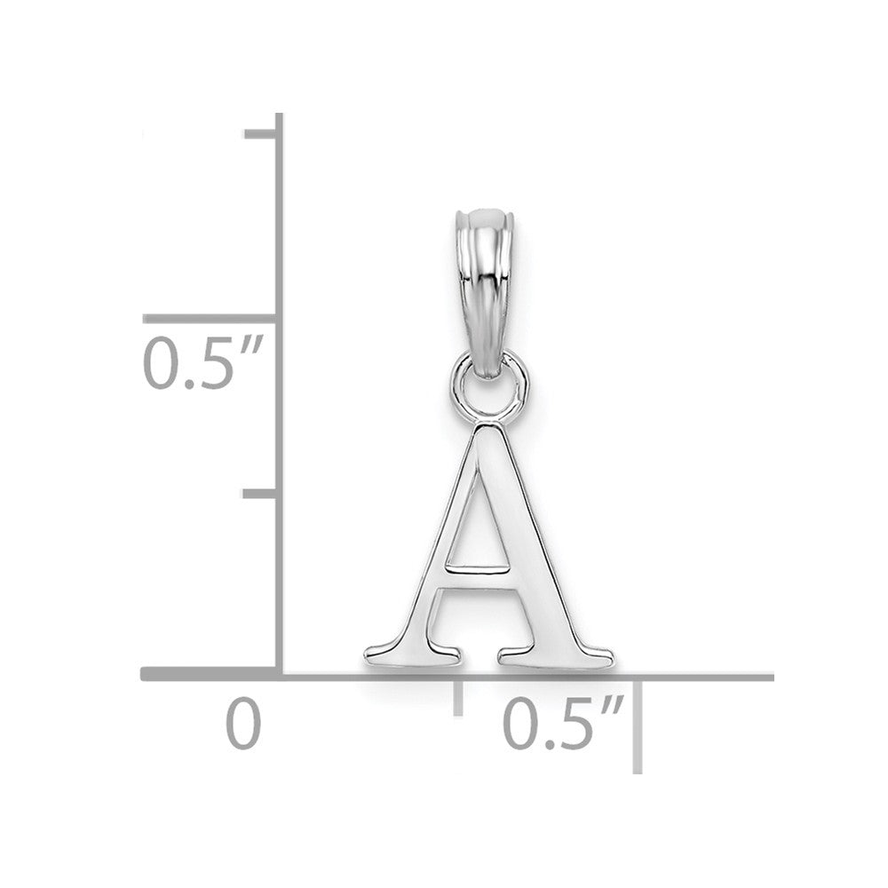 Sterling Silver Rhodium-plated Polished Block Initial -A- Pendant QC9792A