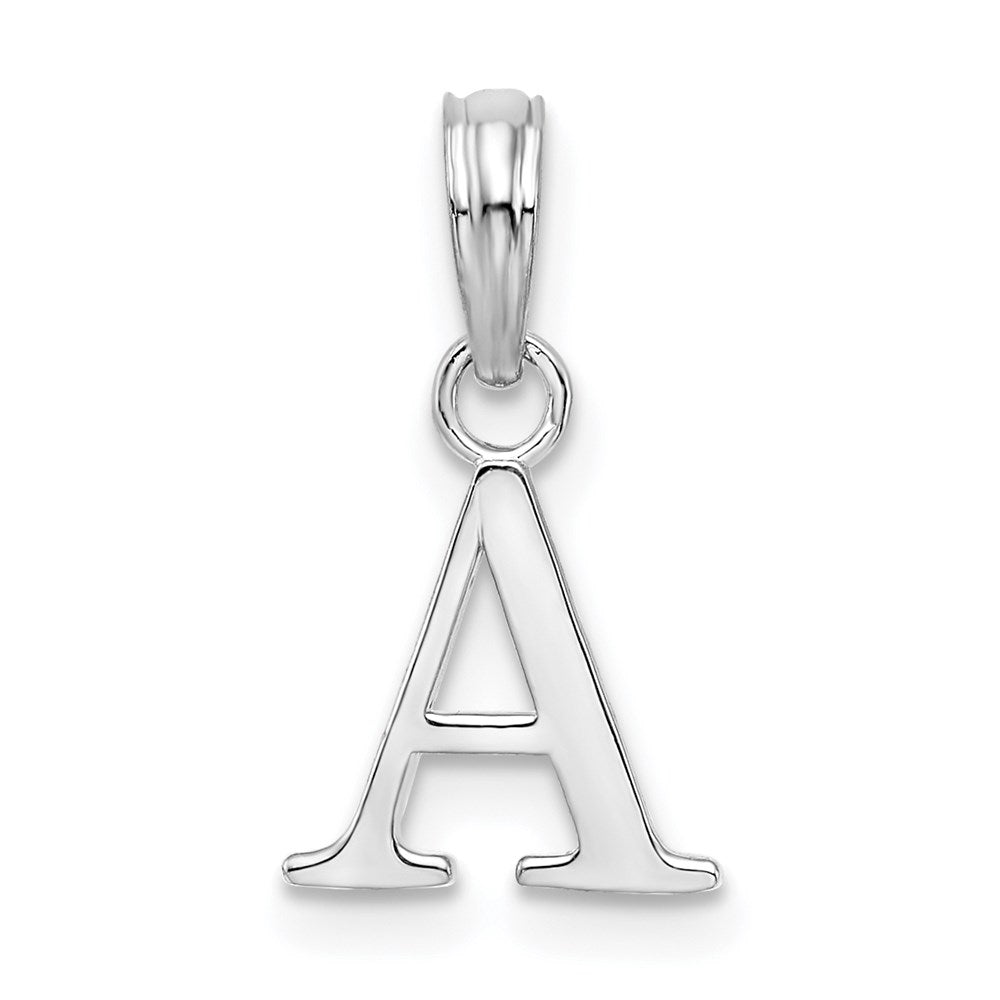 Sterling Silver Rhodium-plated Polished Block Initial -A- Pendant QC9792A