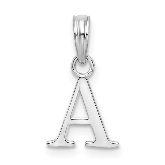 Sterling Silver Rhodium-plated Polished Block Initial -A- Pendant QC9792A