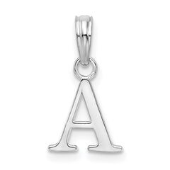 Sterling Silver Rhodium-plated Polished Block Initial -A- Pendant QC9792A