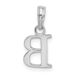Sterling Silver Rhodium-plated Polished Block Initial -B- Pendant QC9792B