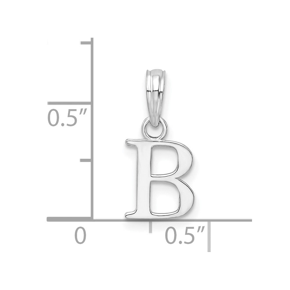 Sterling Silver Rhodium-plated Polished Block Initial -B- Pendant QC9792B