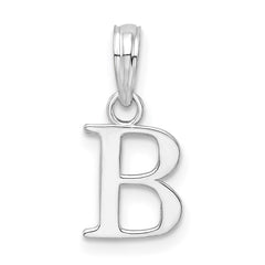Sterling Silver Rhodium-plated Polished Block Initial -B- Pendant QC9792B