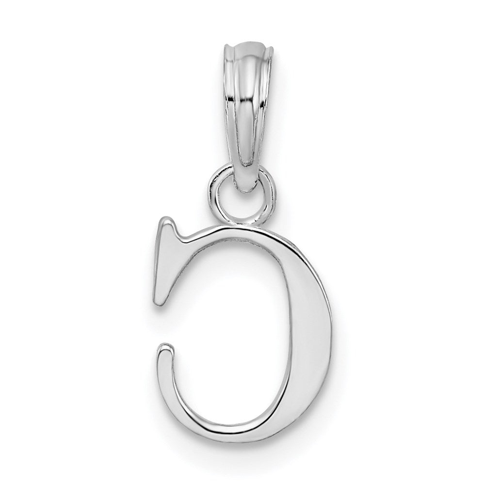 Sterling Silver Rhodium-plated Polished Block Initial -C- Pendant QC9792C