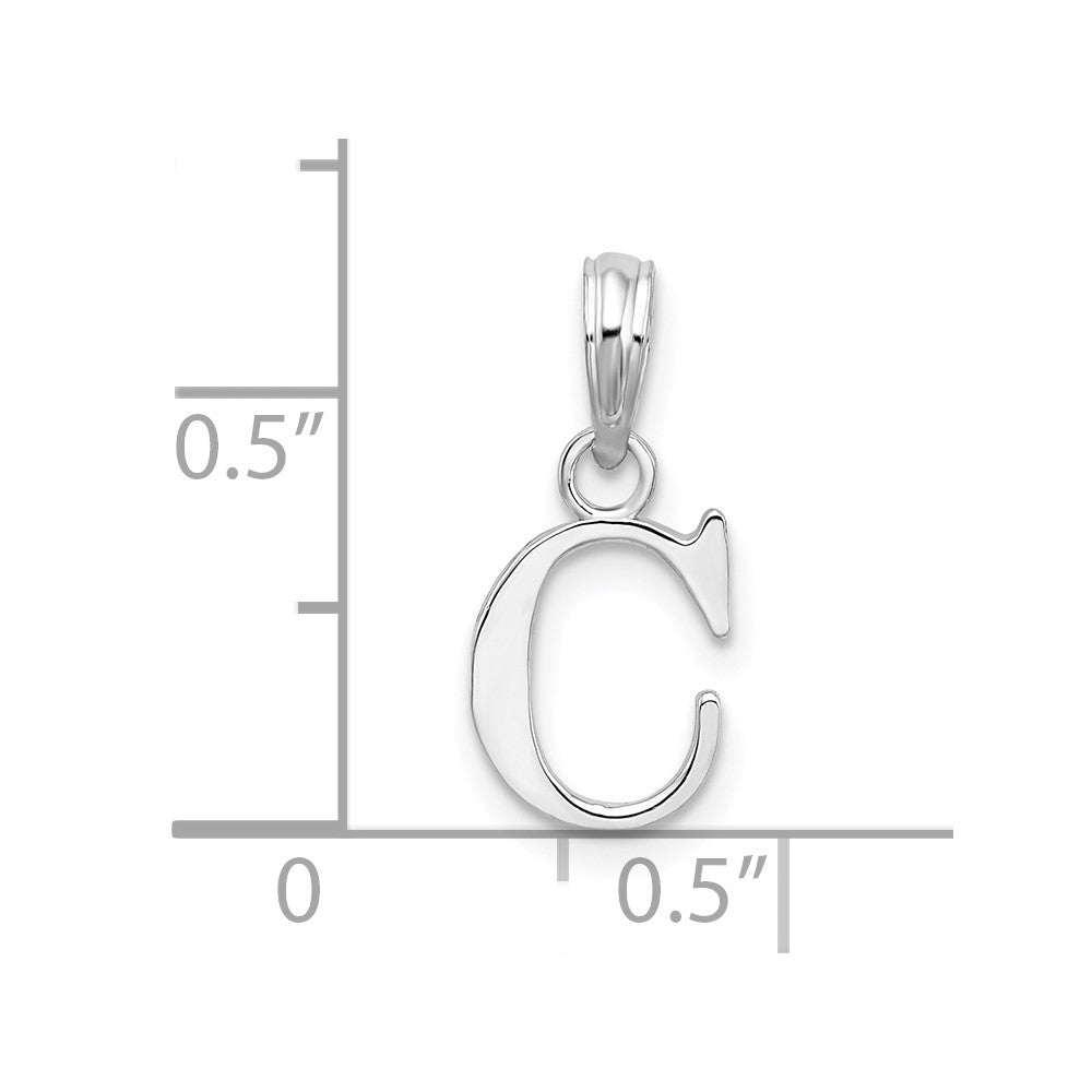 Sterling Silver Rhodium-plated Polished Block Initial -C- Pendant QC9792C