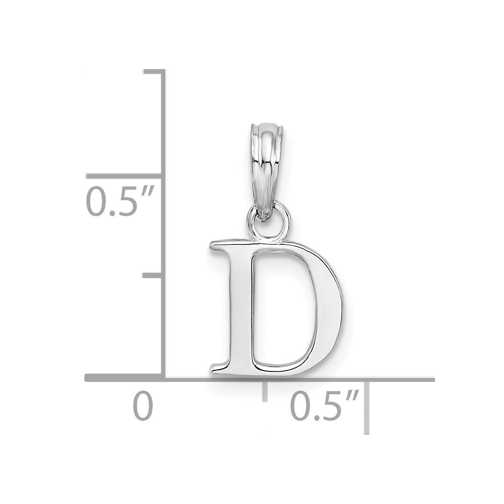 Sterling Silver Rhodium-plated Polished Block Initial -D- Pendant QC9792D