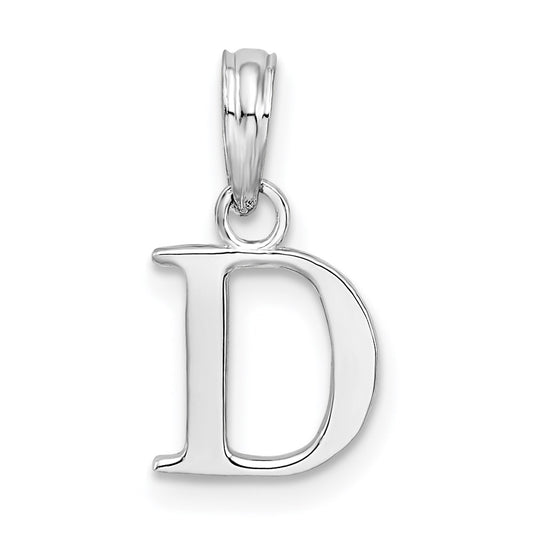 Sterling Silver Rhodium-plated Polished Block Initial -D- Pendant QC9792D
