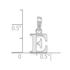 Sterling Silver Rhodium-plated Polished Block Initial -E- Pendant QC9792E