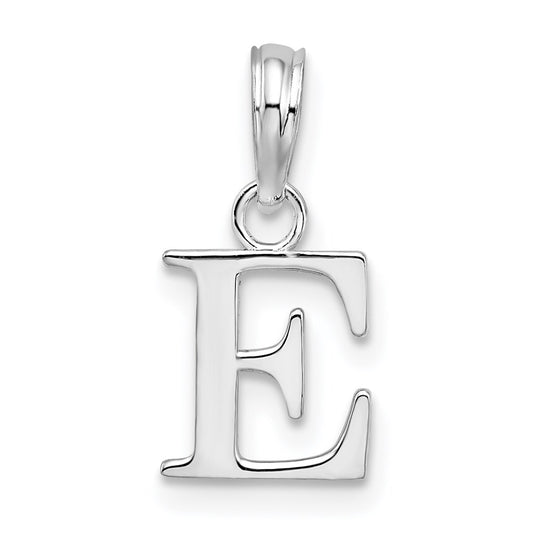 Sterling Silver Rhodium-plated Polished Block Initial -E- Pendant QC9792E