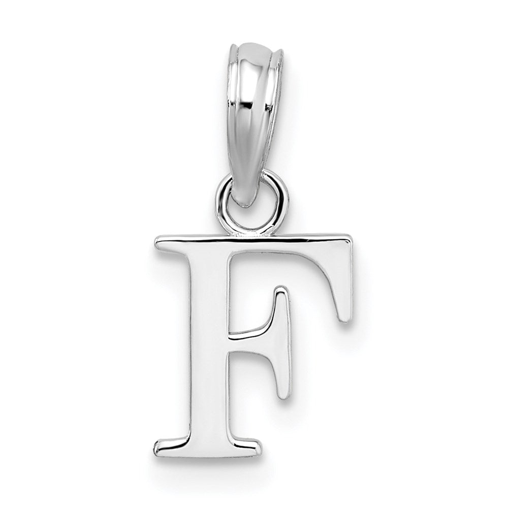 Sterling Silver Rhodium-plated Polished Block Initial -F- Pendant QC9792F