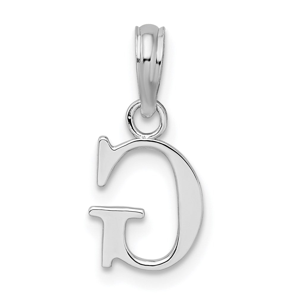 Sterling Silver Rhodium-plated Polished Block Initial -G- Pendant QC9792G