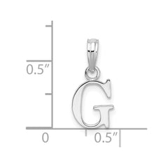Sterling Silver Rhodium-plated Polished Block Initial -G- Pendant QC9792G