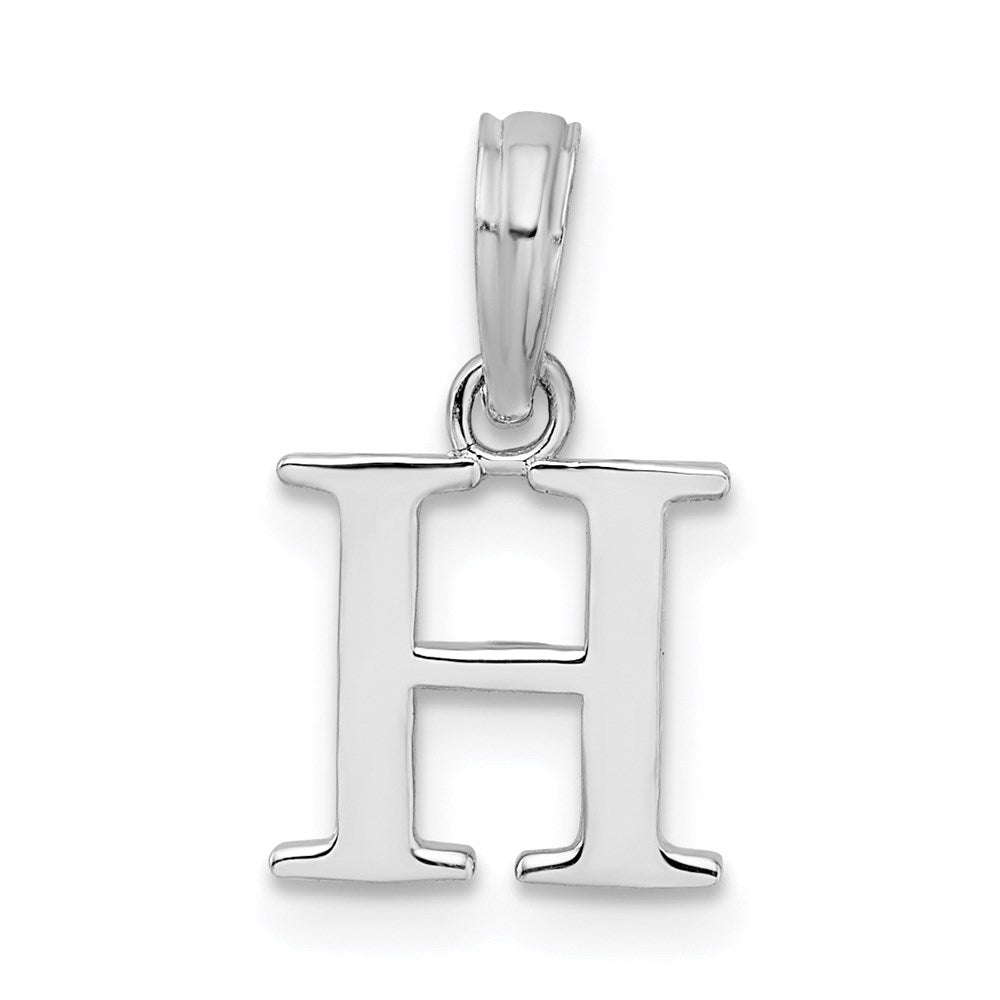 Sterling Silver Rhodium-plated Polished Block Initial -H- Pendant QC9792H
