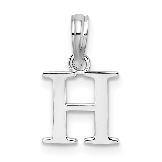 Sterling Silver Rhodium-plated Polished Block Initial -H- Pendant QC9792H