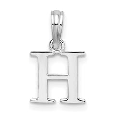 Sterling Silver Rhodium-plated Polished Block Initial -H- Pendant QC9792H