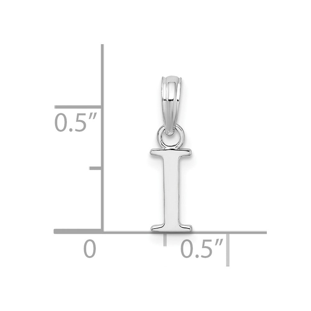 Sterling Silver Rhodium-plated Polished Block Initial -I- Pendant QC9792I