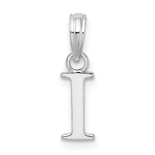 Sterling Silver Rhodium-plated Polished Block Initial -I- Pendant QC9792I