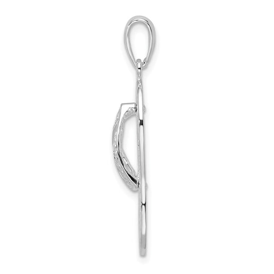 De-Ani Sterling Silver Rhodium-Plated 3D Cut-Out Dolphin Flip-flop Pendant QC9803