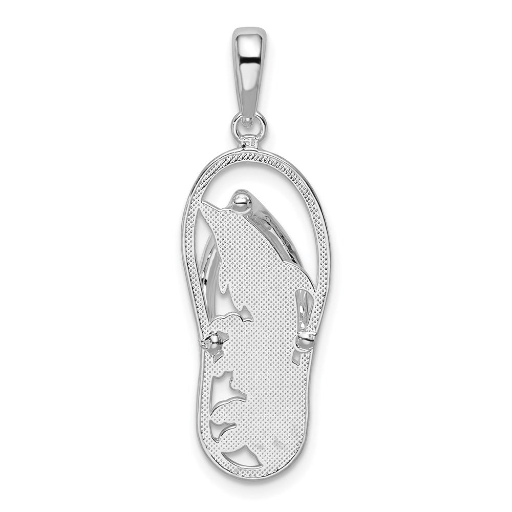De-Ani Sterling Silver Rhodium-Plated 3D Cut-Out Dolphin Flip-flop Pendant QC9803