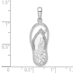 De-Ani Sterling Silver Rhodium-Plated 3D Cut-Out Dolphin Flip-flop Pendant QC9803