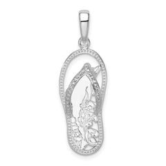 De-Ani Sterling Silver Rhodium-Plated 3D Cut-Out Dolphin Flip-flop Pendant QC9803