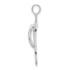 De-Ani Sterling Silver Rhodium-plated Polished 3D Cut-Out Palm Tree Flip-flop Pendant QC9804