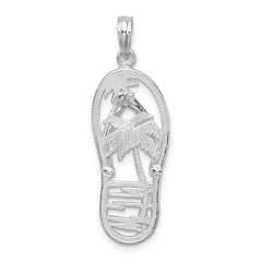 De-Ani Sterling Silver Rhodium-plated Polished 3D Cut-Out Palm Tree Flip-flop Pendant QC9804