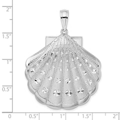 De-Ani Sterling Silver Rhodium-Plated Diamond-Cut Large Scallop Shell Pendant QC9806