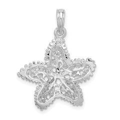 De-Ani Sterling Silver Rhodium-Plated Polished Cut-Out Filigree Starfish Pendant QC9809