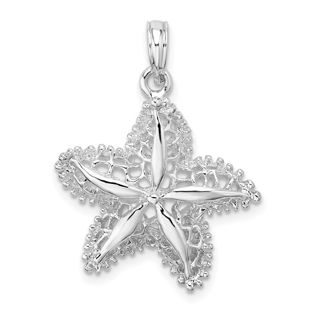 De-Ani Sterling Silver Rhodium-Plated Polished Cut-Out Filigree Starfish Pendant QC9809