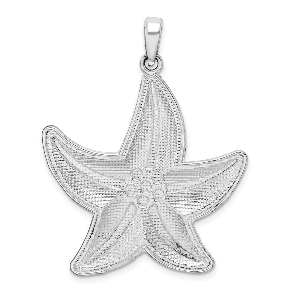 De-Ani Sterling Silver Rhodium-plated Polished Diamond-Cut Large Starfish Pendant QC9812