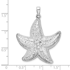 De-Ani Sterling Silver Rhodium-plated Polished Diamond-Cut Large Starfish Pendant QC9812
